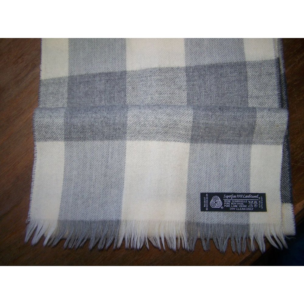 Lambswool Scarf Unisex Gray Rectangle Warm